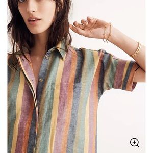 Courier Shirtdress in Rainbow Stripe
